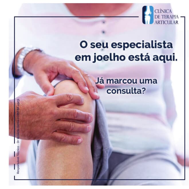 Post de social da Clínica de Terapia Articular sobre especialista em joelho