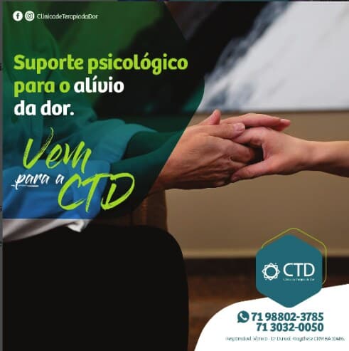 Post de social da CTD sobre suporte psicológico no tratamento da dor