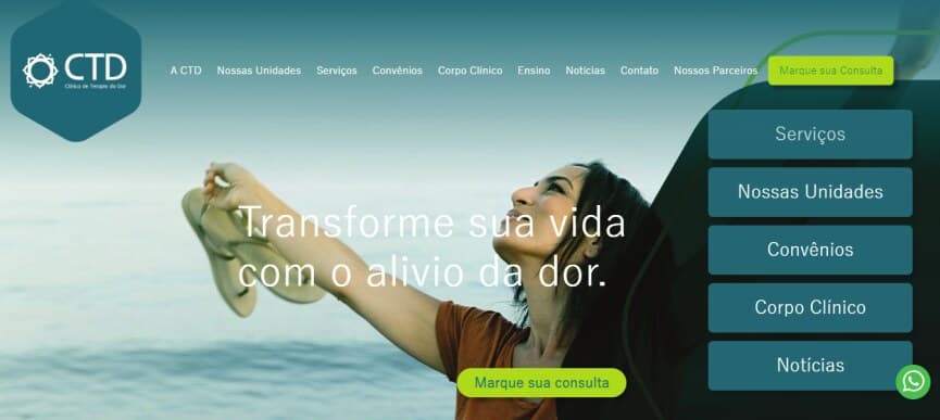 Site institucional da CTD, versão desktop