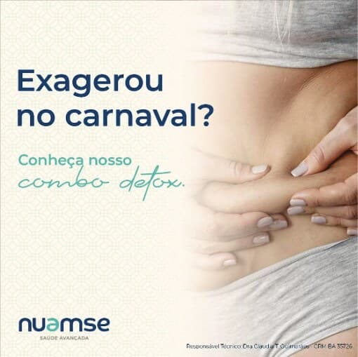 Post de social da Nuamse sobre detox pós-carnaval