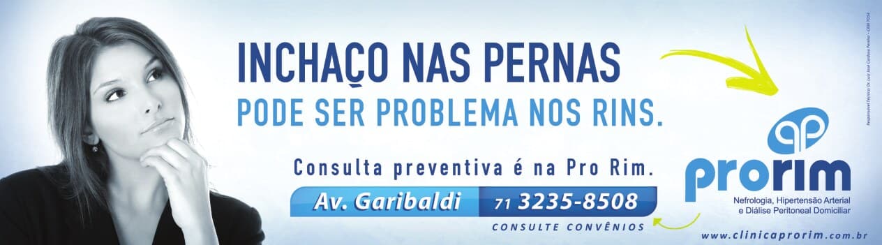 Banner de mídia da Pro Rim: inchaço nas pernas